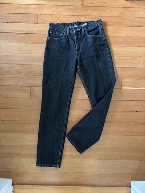 Vintage Levi’s 512 black with gold contrast stitch high rise straight leg